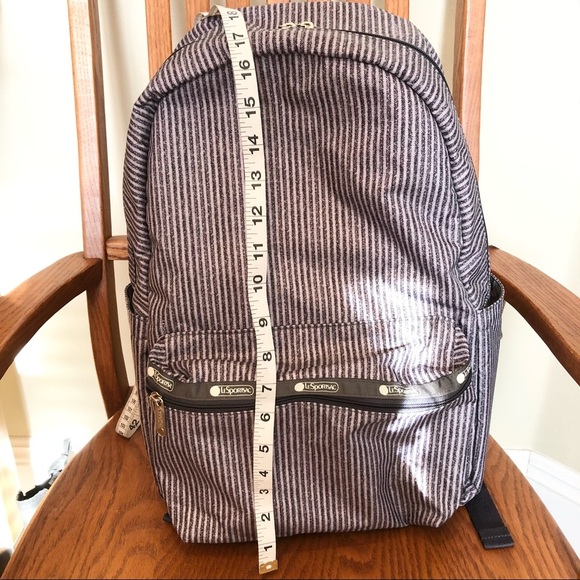 NWOT LeSportsac Large Backpack, Grey Striped - Picture 9 of 14